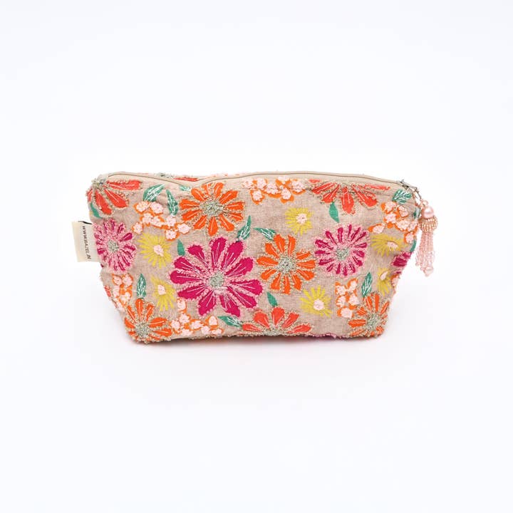 Cotton Pouch –Floral Embroidered – 18x30 cm