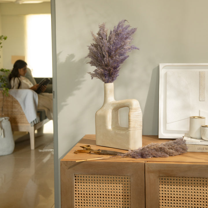 Sarafay Large Ecomix Cane Vase - Handcrafted Eco-Friendly Decorative Floor & Tabletop Flower Accent - Modern Rustic Boho