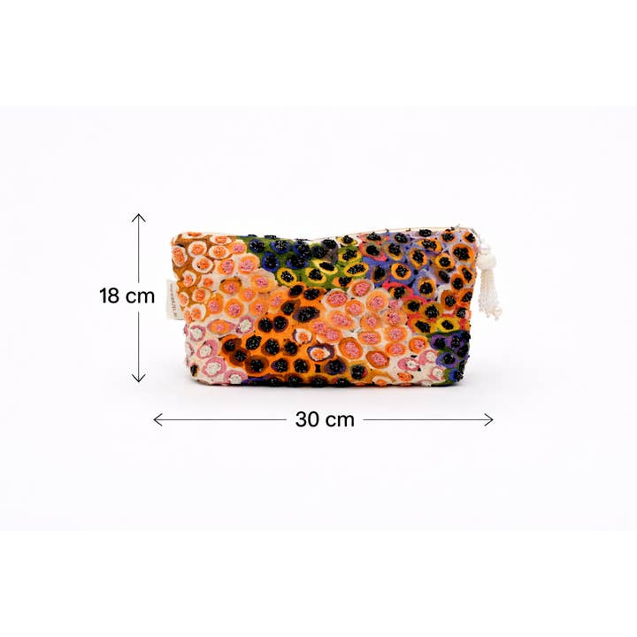 Cotton Pouch – Abstract Embroidered Design – 18x30 cm