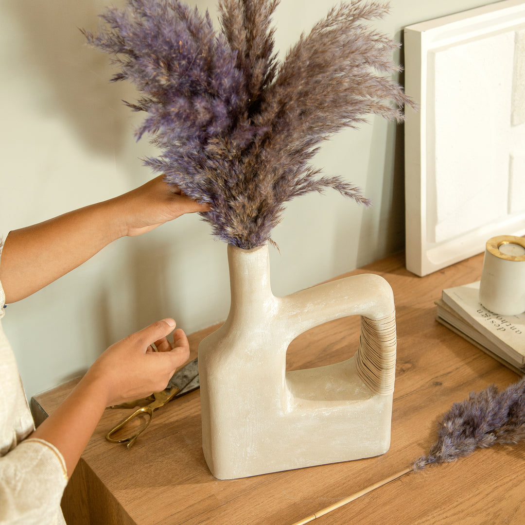 Sarafay Large Ecomix Cane Vase - Handcrafted Eco-Friendly Decorative Floor & Tabletop Flower Accent - Modern Rustic Boho