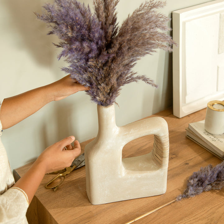 Sarafay Large Ecomix Cane Vase - Handcrafted Eco-Friendly Decorative Floor & Tabletop Flower Accent - Modern Rustic Boho