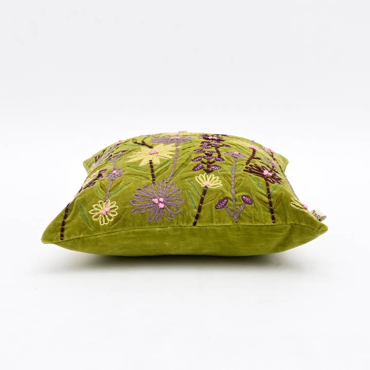 Velvet Cotton Cushion- Sia Green- 45x45 cm