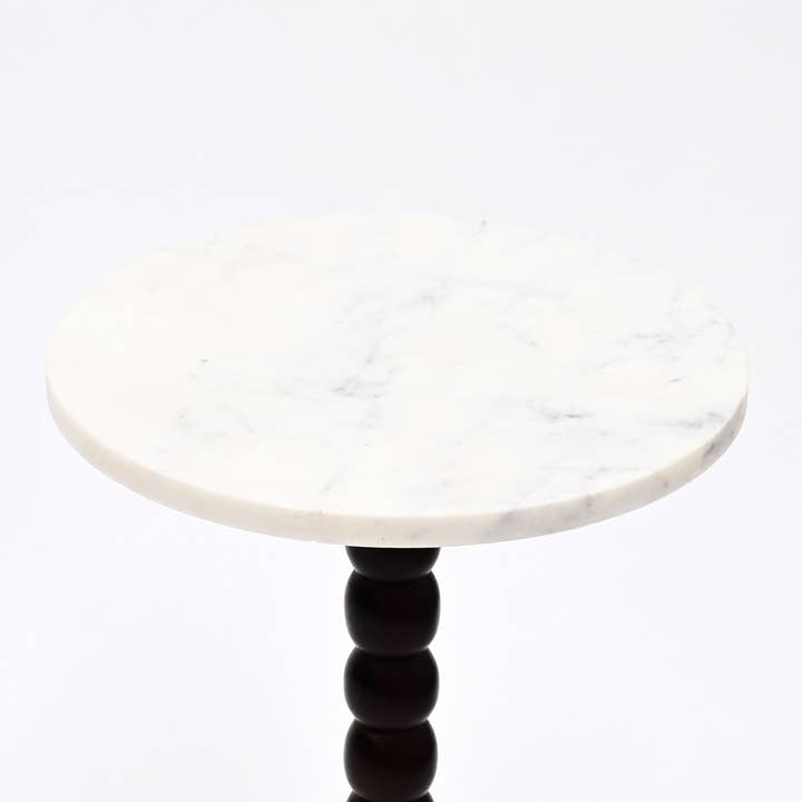 Mable Wood Drink Table with Marble Top