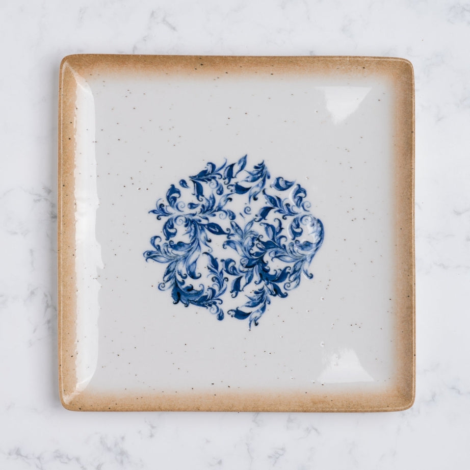 Cruise Amalfi Juliet Square Porcelain Platter with Foot 27cm – Set of 6 | Mediterranean Serving Platter | Professional Hospitality Tableware