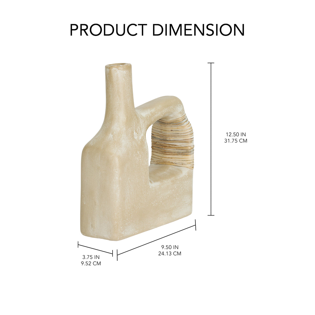 Sarafay Large Ecomix Cane Vase - Handcrafted Eco-Friendly Decorative Floor & Tabletop Flower Accent - Modern Rustic Boho