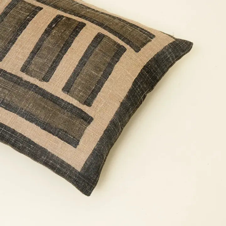 Handcrafted Jute Striped Cushion – Natural Textured Throw Pillow for Modern Interiors