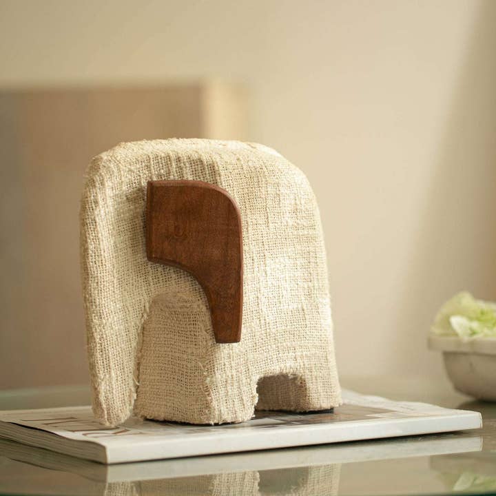 Anarva Große Ecomix Stoff Holz Elefant Skulptur