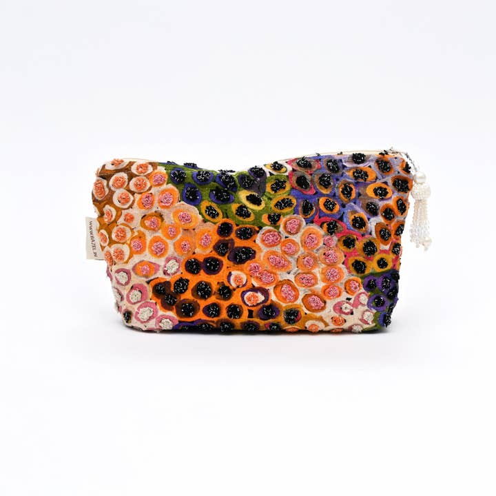 Cotton Pouch – Abstract Embroidered Design – 18x30 cm
