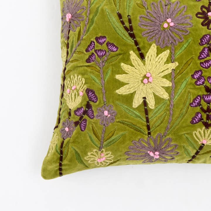 Velvet Cotton Cushion- Sia Green- 45x45 cm