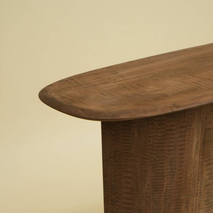 Solid Mango Wood Console Table – Modern Sculptural Hallway & Entryway Table | Brown