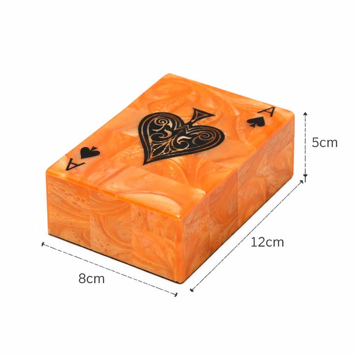 Royal Ace Resin Playing Card Box – Orange & Black