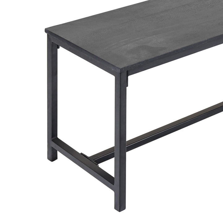 Brushed Charcoal Metal & Black Mango Wood Bench – Modern Industrial Design