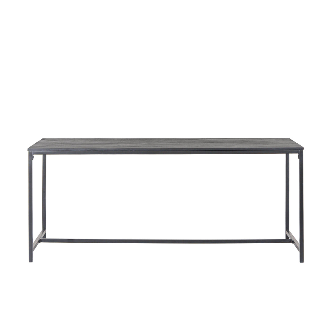Modern Dining Table – Black Mango Wood & Charcoal Metal Frame – Industrial Style
