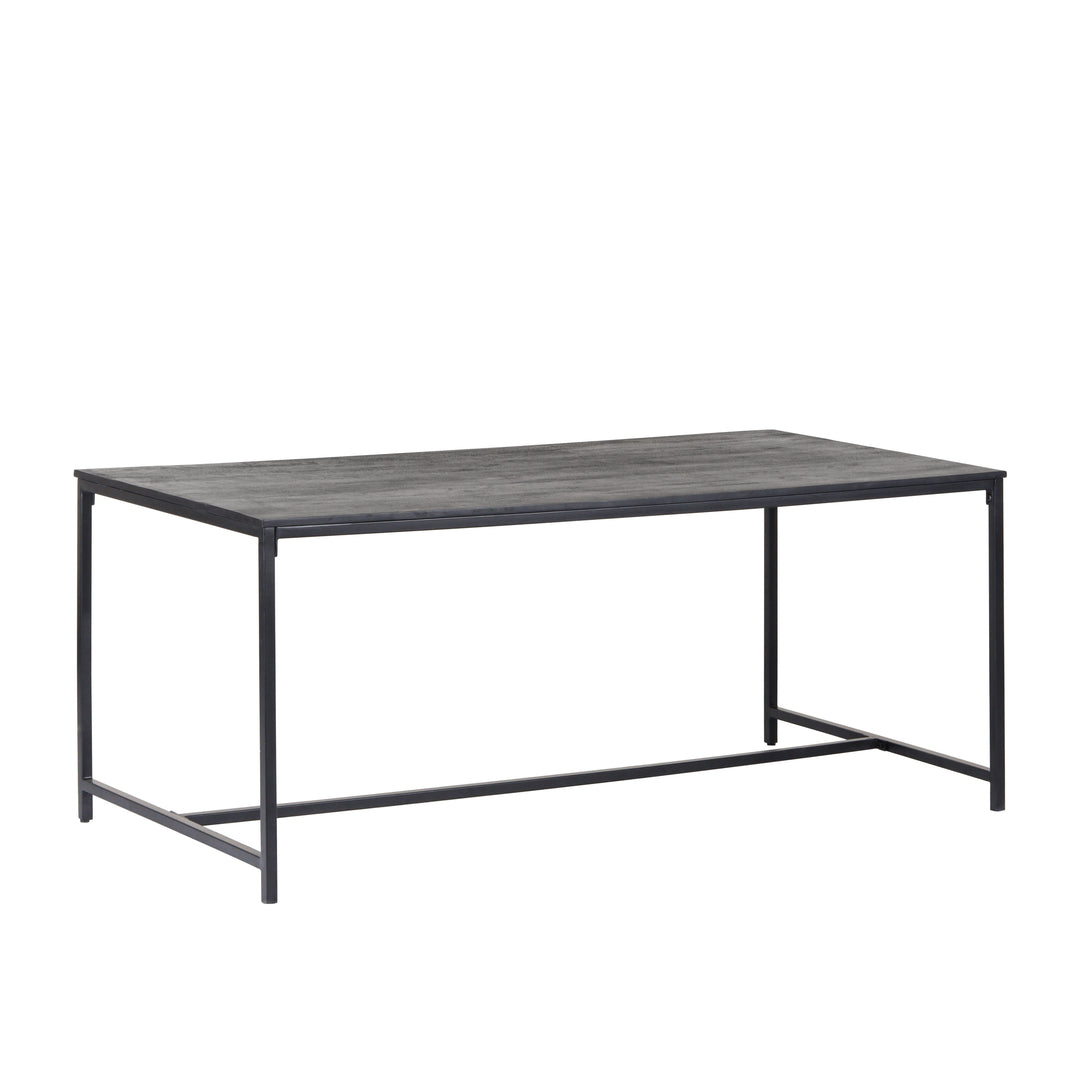 Modern Dining Table – Black Mango Wood & Charcoal Metal Frame – Industrial Style