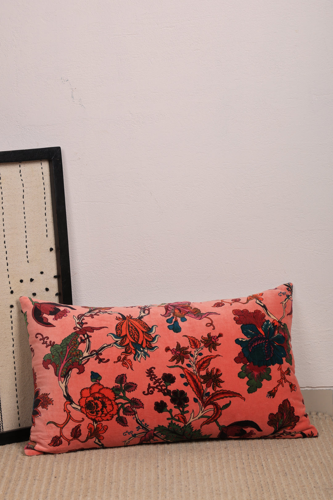 Velvet Eden Floral Cotton Cushion 35 x 60 cm