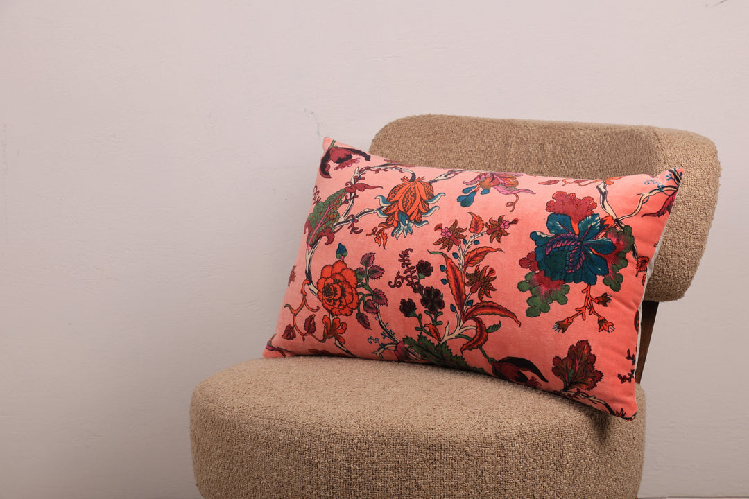 Velvet Eden Floral Cotton Cushion 35 x 60 cm