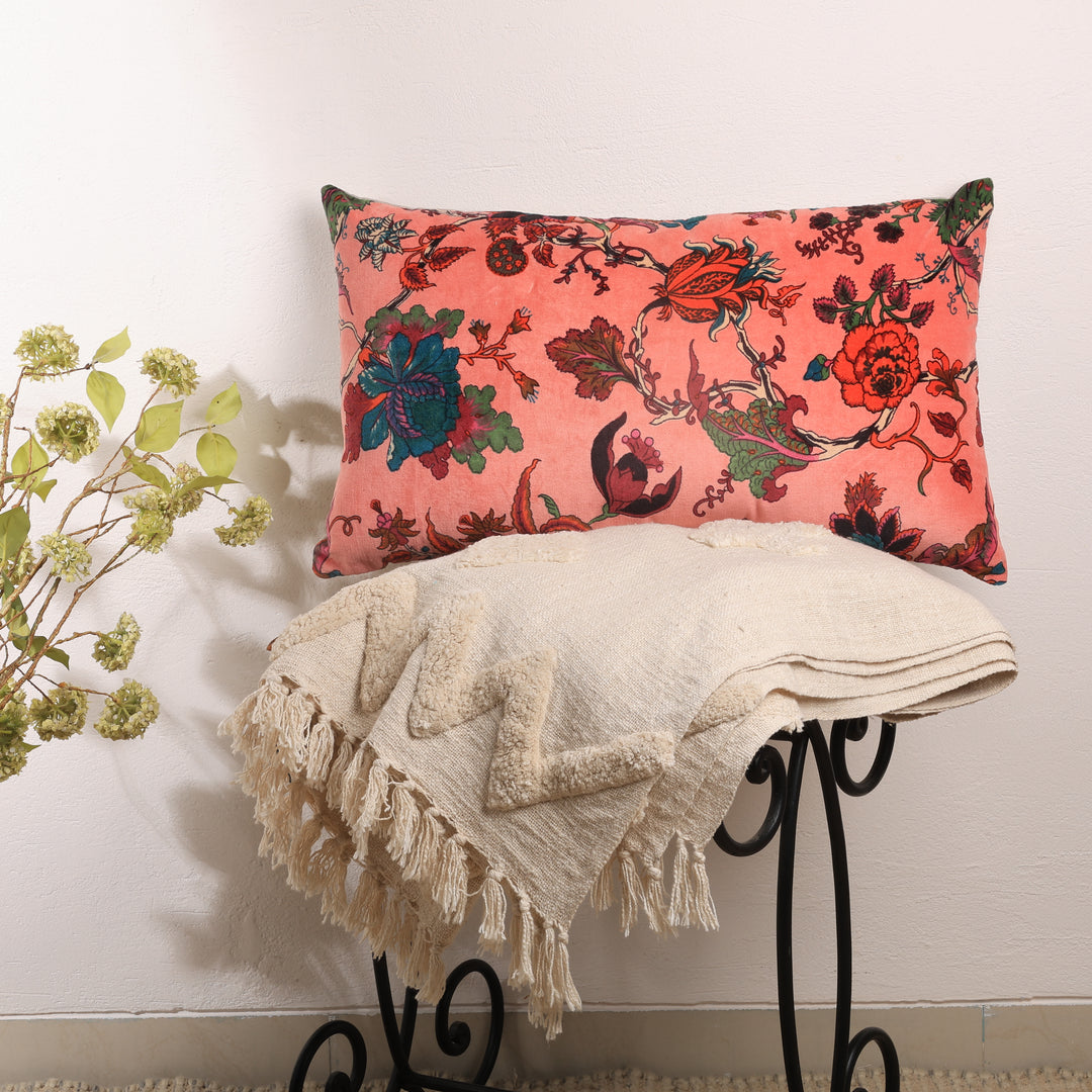 Velvet Eden Floral Cotton Cushion 35 x 60 cm