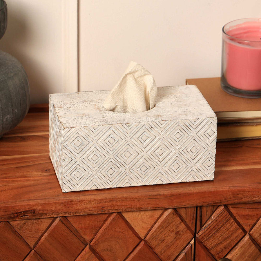 Ronald Tissue Box – White Finish