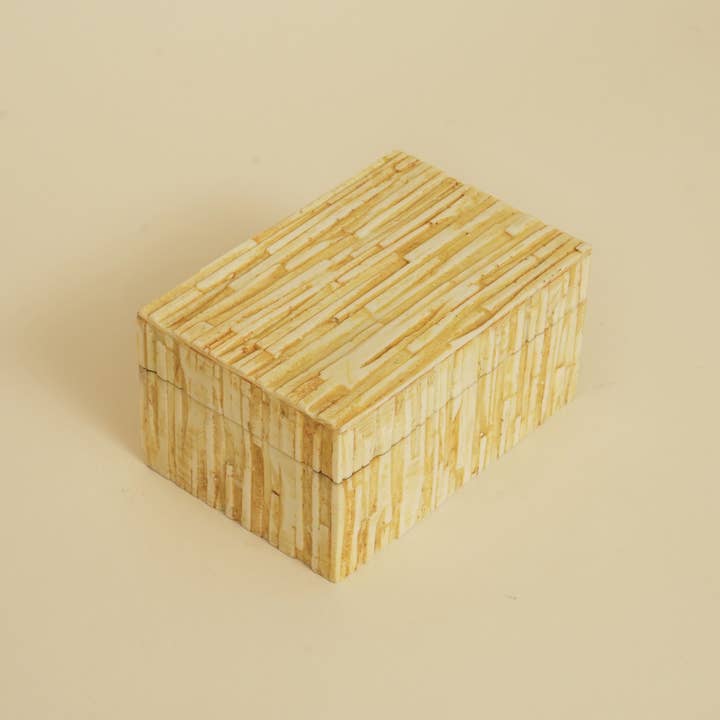 Yellow Striation Elegance Box – Handcrafted MDF & Resin Storage
