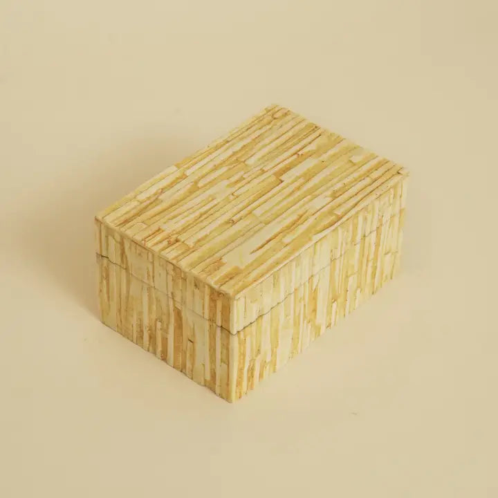 Yellow Striation Elegance Box – Handcrafted MDF & Resin Storage