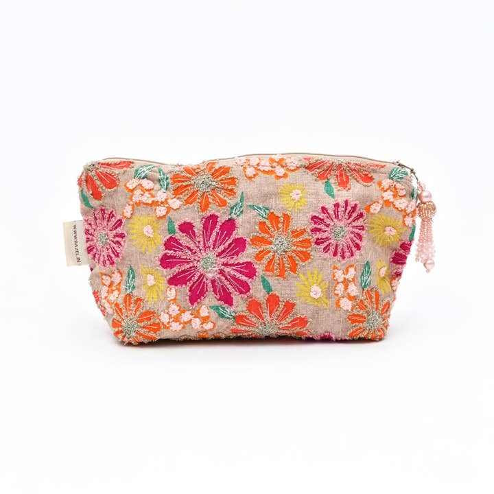 Cotton Pouch –Floral Embroidered – 18x30 cm