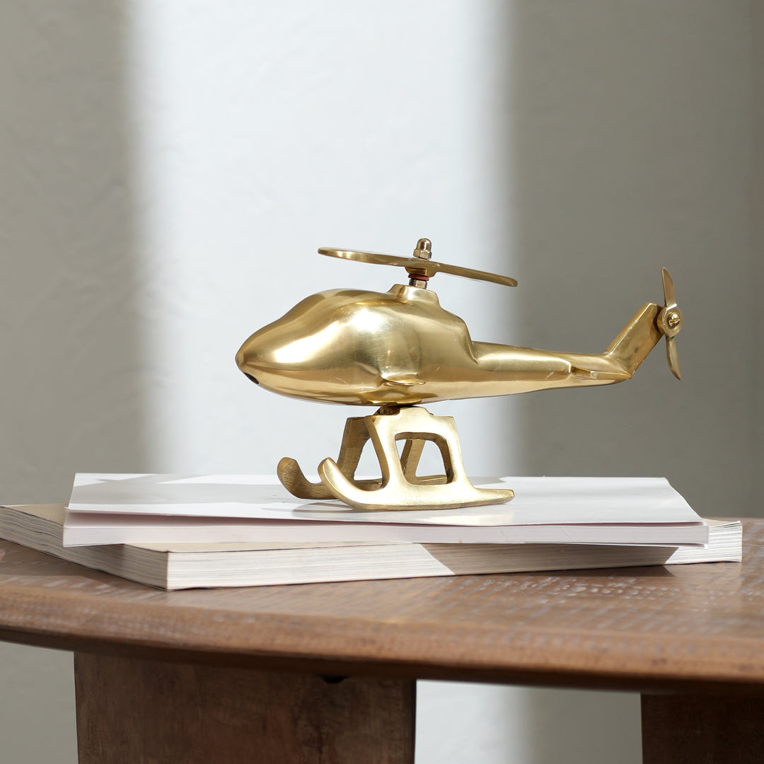 Classic Aircraft Helicopter Desk Décor |  Aluminium Finish | Gold