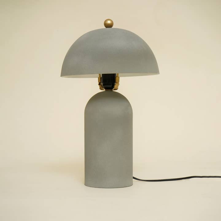 Modern Grey Iron Table Lamp Minimal Sculptural Design