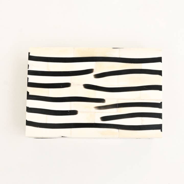 Zebra Pattern Bone Inlay Box – Set of 3