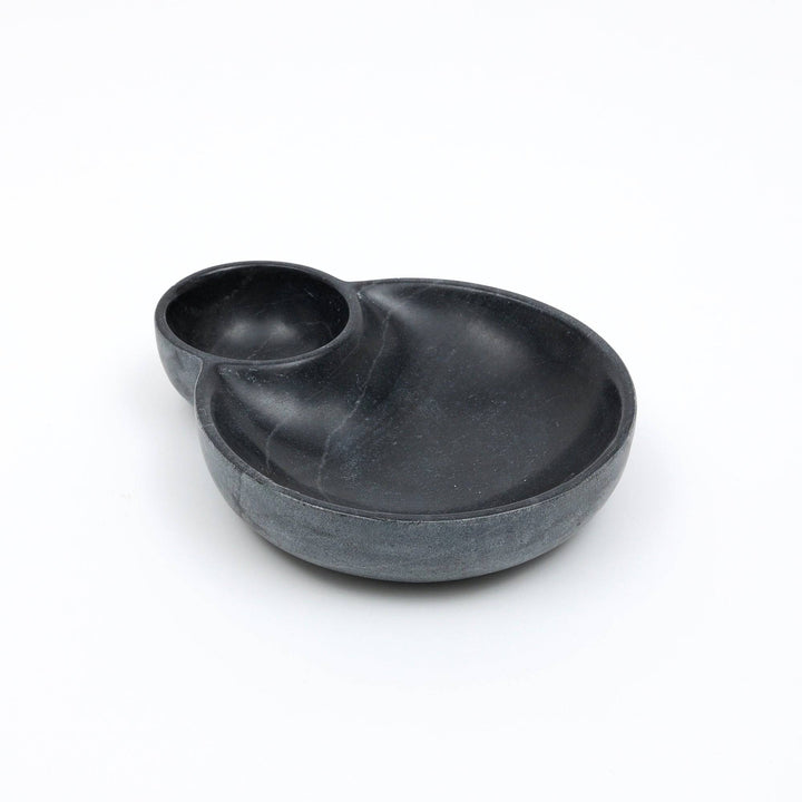 Black Stone Two-Compartment Serving Dish