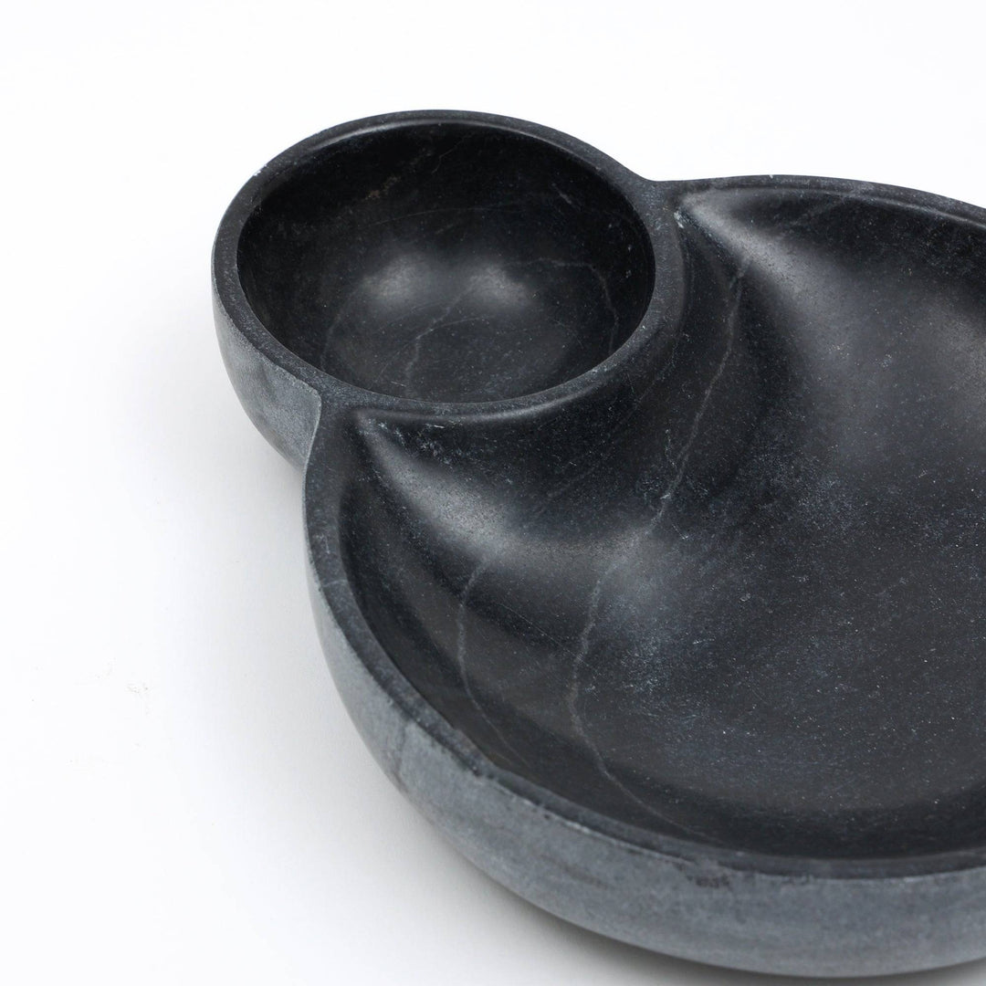 Black Stone Two-Compartment Serving Dish
