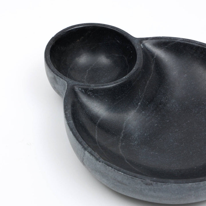 Black Stone Two-Compartment Serving Dish