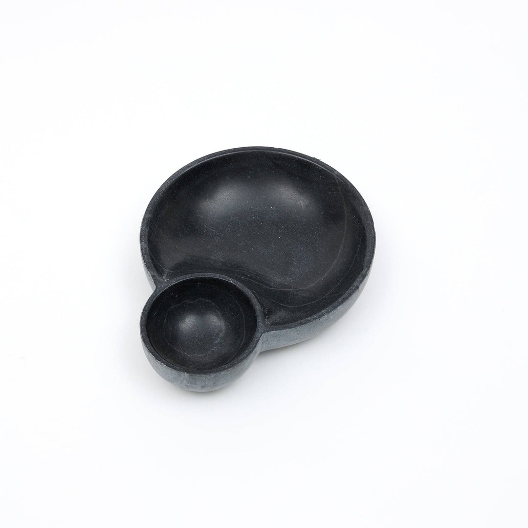 Black Stone Two-Compartment Serving Dish