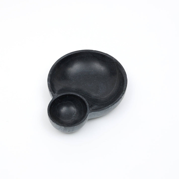 Black Stone Two-Compartment Serving Dish
