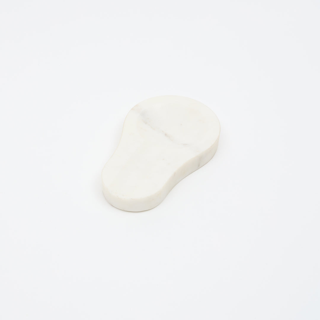 Bela White Marble Spoon Rest, Premium Kitchen Utensil Holder for Countertop, Ladle & Spatula Stand, Heat-Resistant, Easy