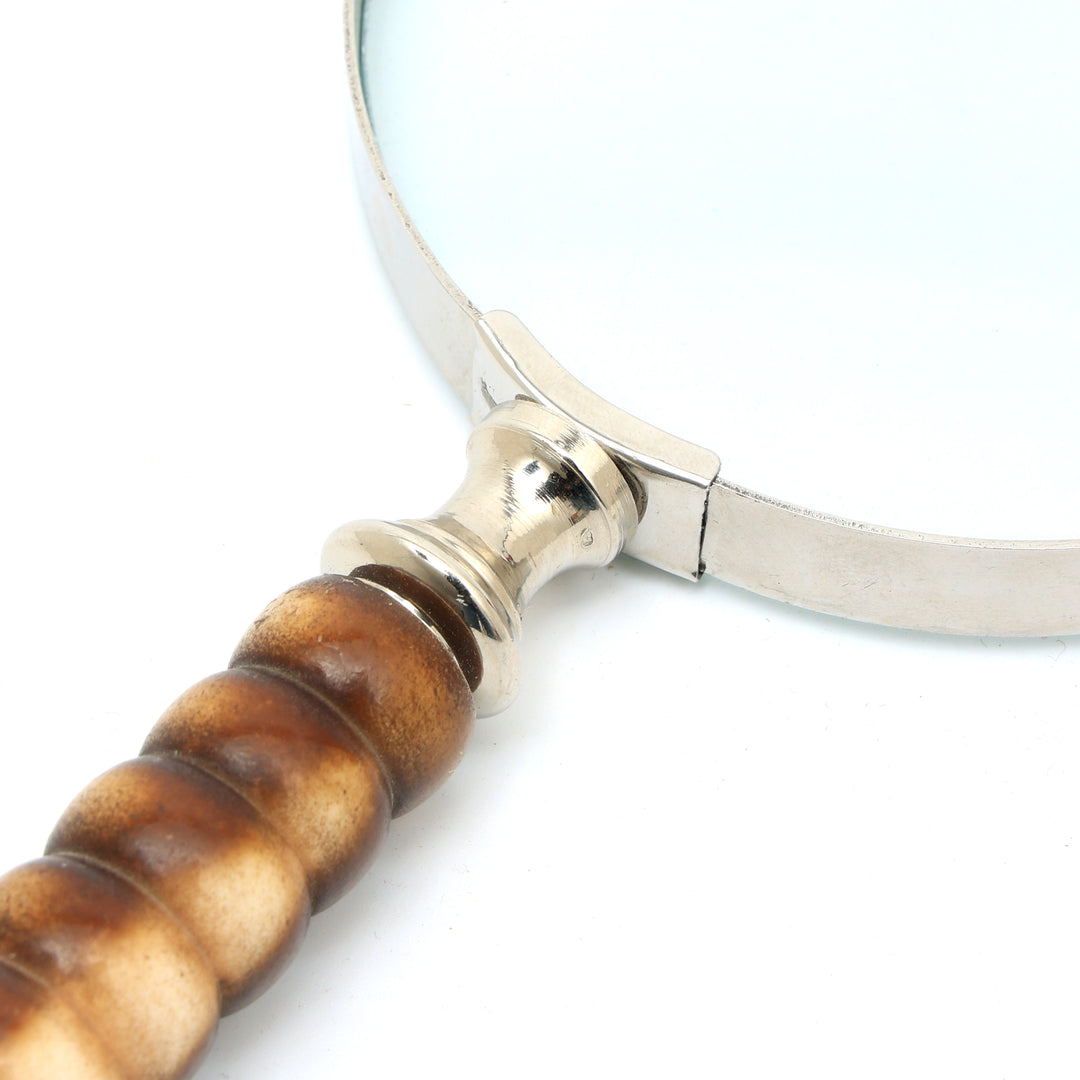 Elegant Resin Handle Magnifying Glass with Steel Frame | Brown