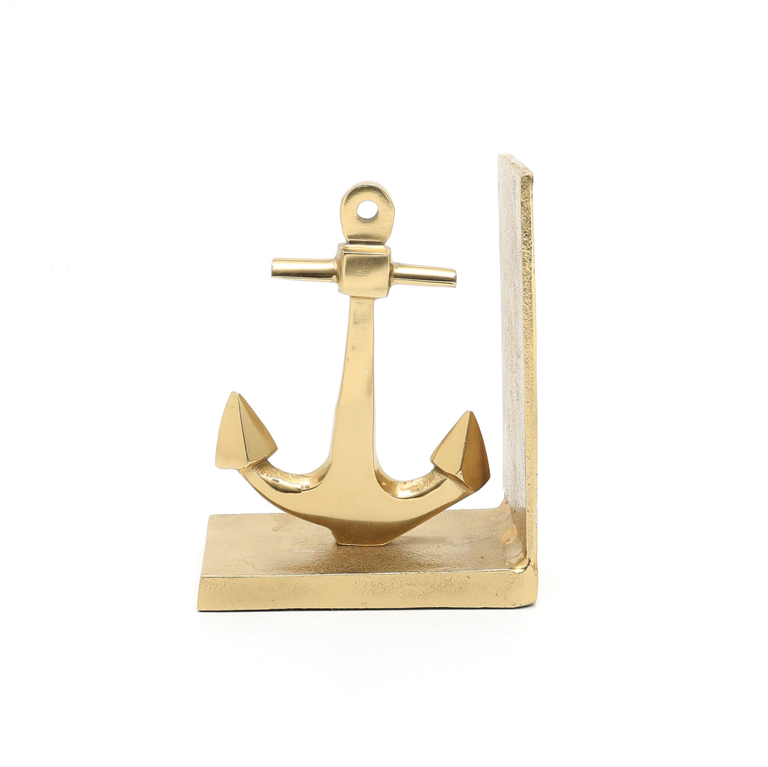 Anchor Bookend Pair in Gold Finish Handcrafted Aluminum Décor
