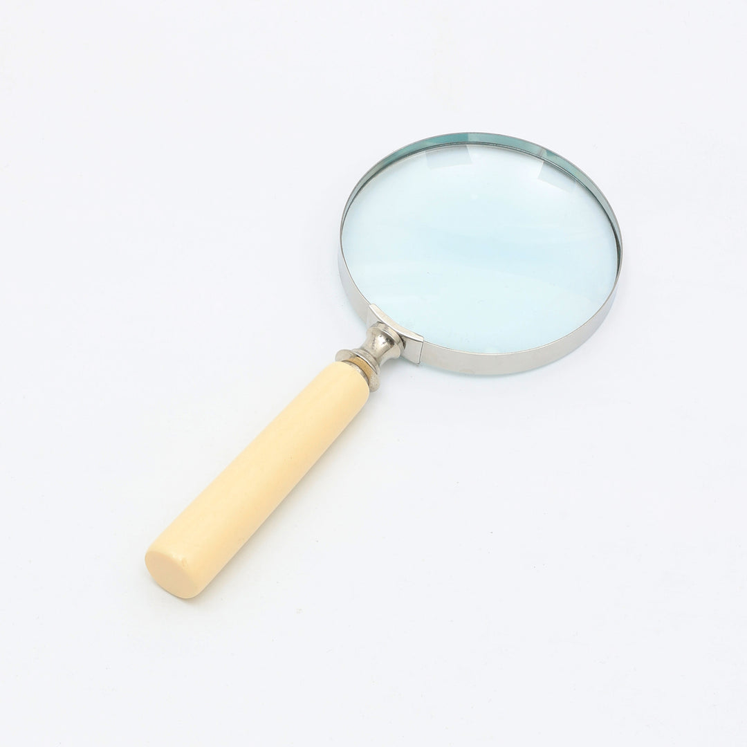 Luxury Cream Handle Magnifying Glass with Steel Frame | White