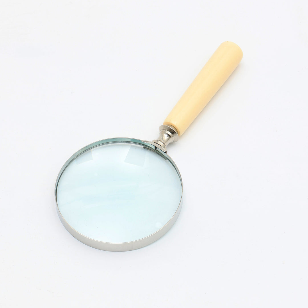 Luxury Cream Handle Magnifying Glass with Steel Frame | White
