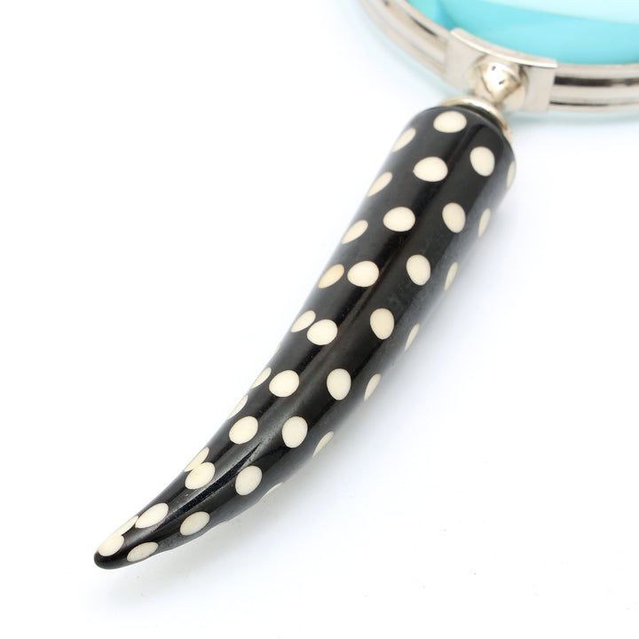 Dotted Resin Handle Magnifying Glass with Steel Frame | Black