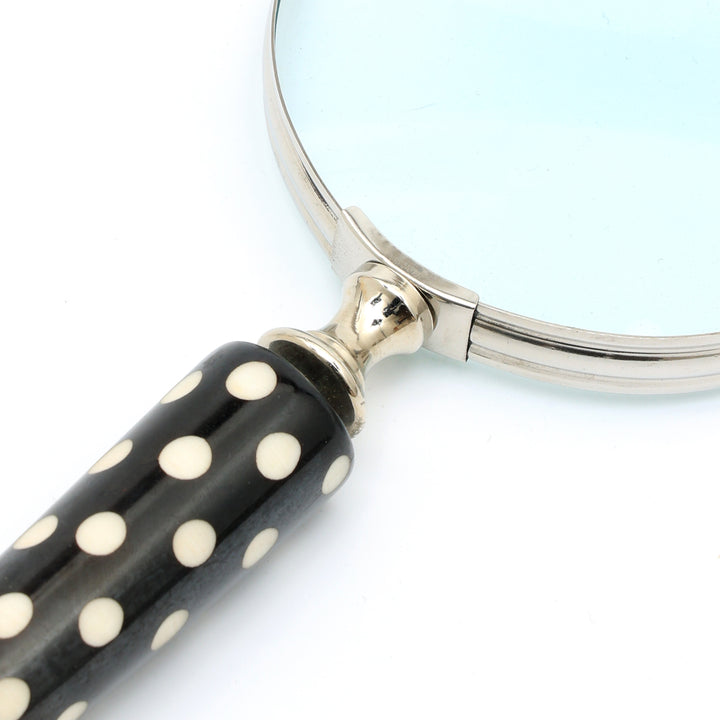 Dotted Resin Handle Magnifying Glass with Steel Frame | Black