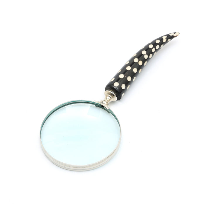 Dotted Resin Handle Magnifying Glass with Steel Frame | Black