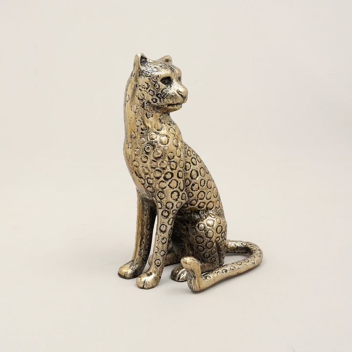Regal Cheetah Figurine | Handcrafted Aluminum Home Décor |Gold