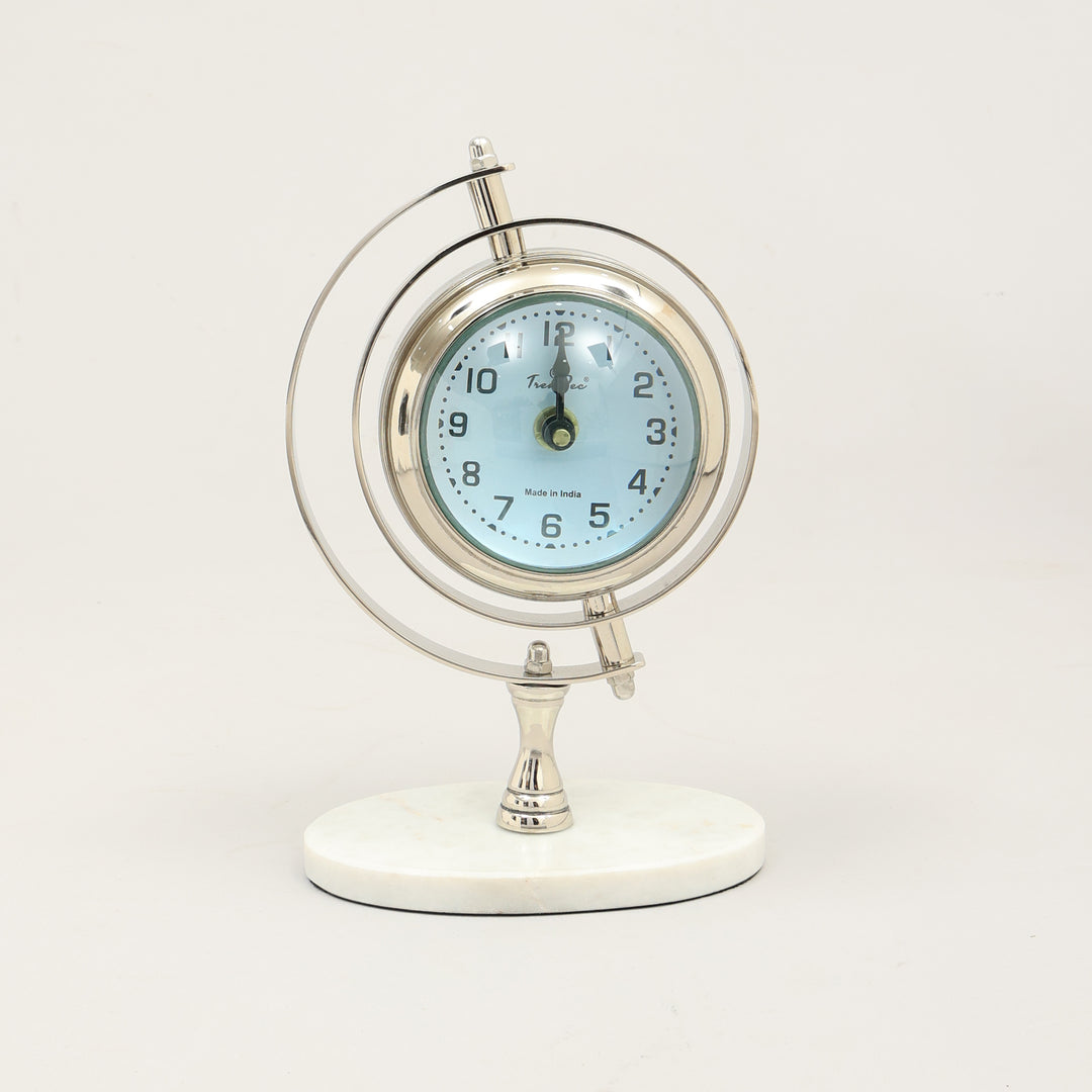Vintage Marble Base World Globe Desk Clock | Luxury Table Accent
