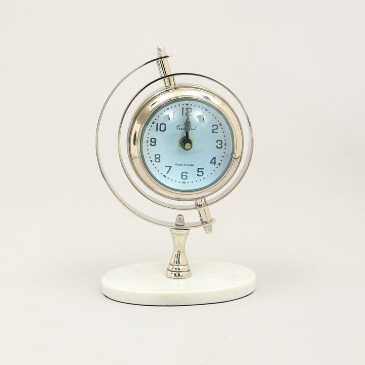 Vintage Marble Base World Globe Desk Clock | Luxury Table Accent