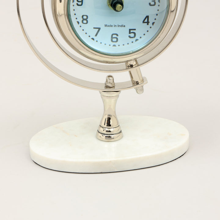 Vintage Marble Base World Globe Desk Clock | Luxury Table Accent