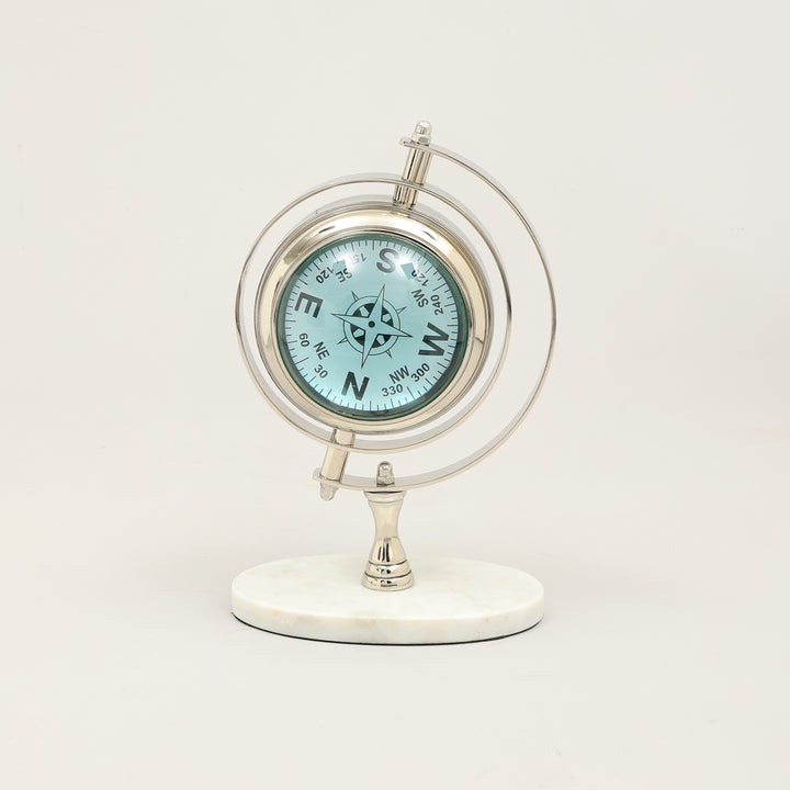 Vintage Marble Base World Globe Desk Clock | Luxury Table Accent