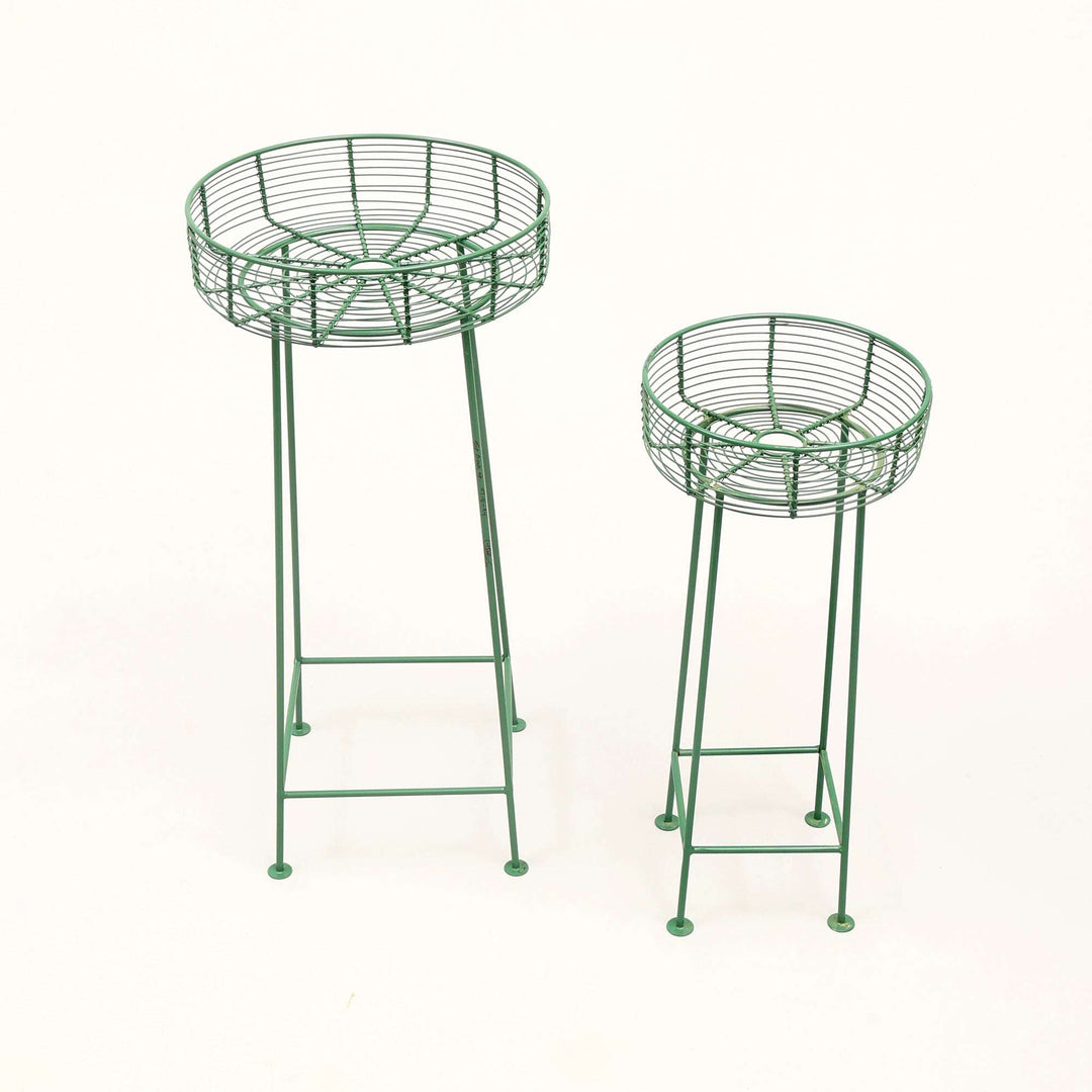 Green Round Planters Set of 2 – Decorative Garden & Indoor Plant Pots