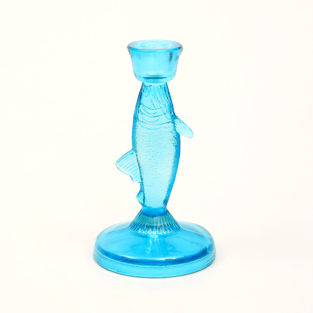 Portacandele a forma di pesce in azzurro chiaro – Decorazione per la casa costiera nautica