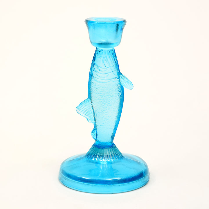 Portacandele a forma di pesce in azzurro chiaro – Decorazione per la casa costiera nautica