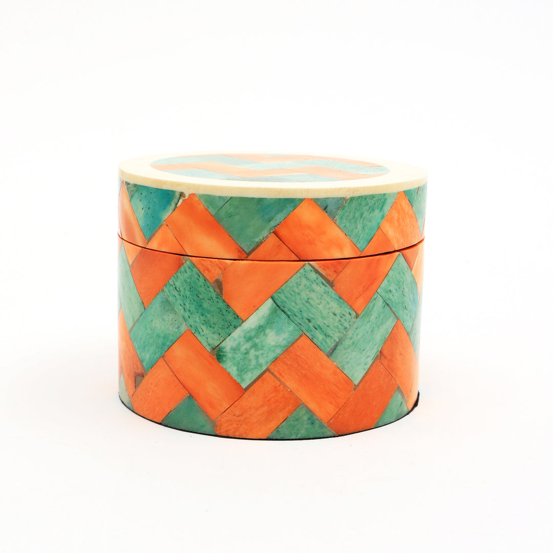Ensemble de boîtes rondes décoratives au design zigzag MLBX38-S